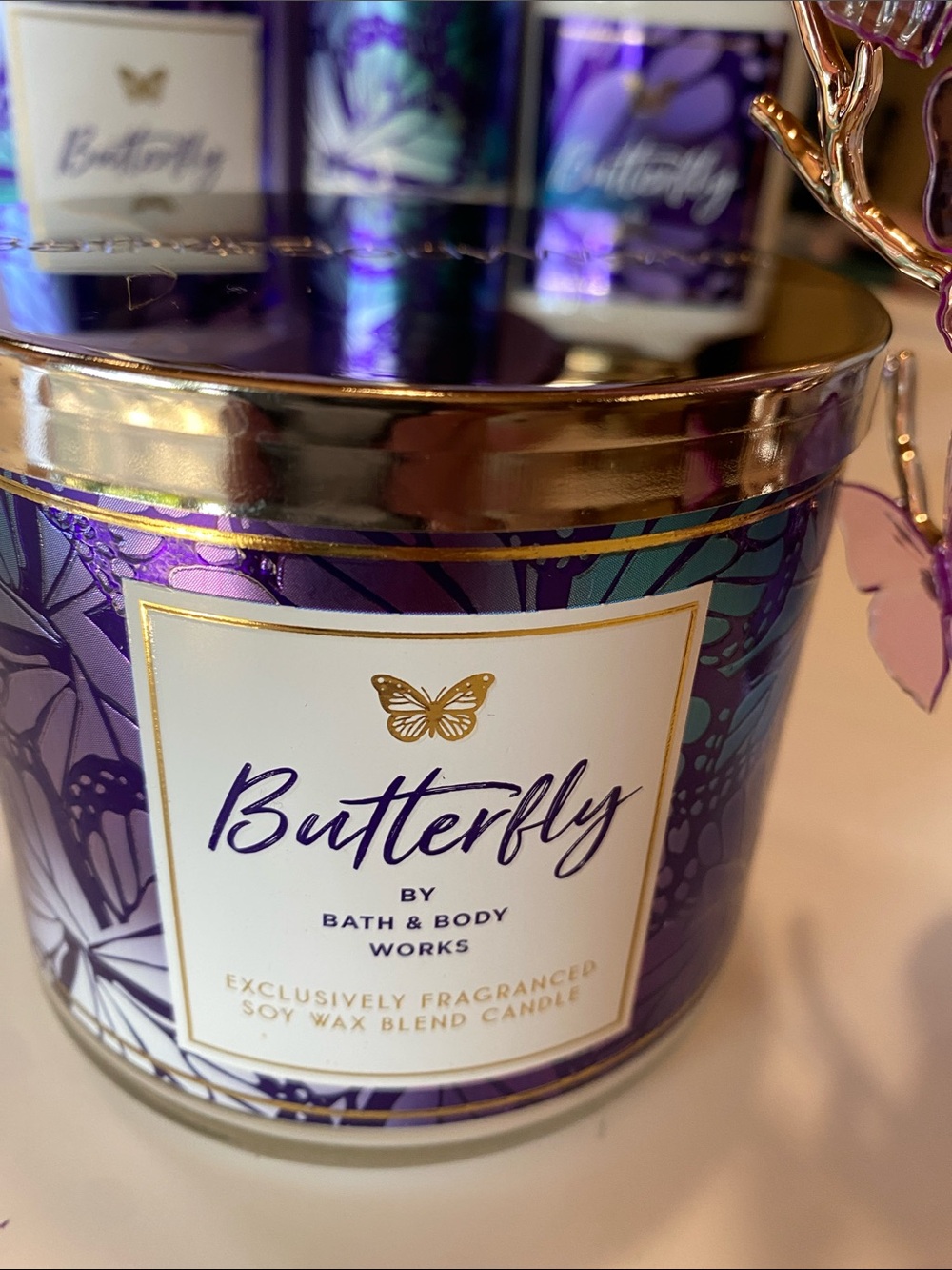 Bath & Body Works Purple Butterfly Bath & Body Gift Set with Gold Accents - Picture 3 of 12